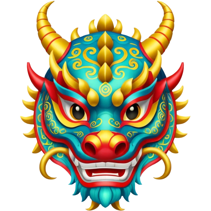 A dragon dance mask painted in bright festival colors. emoji