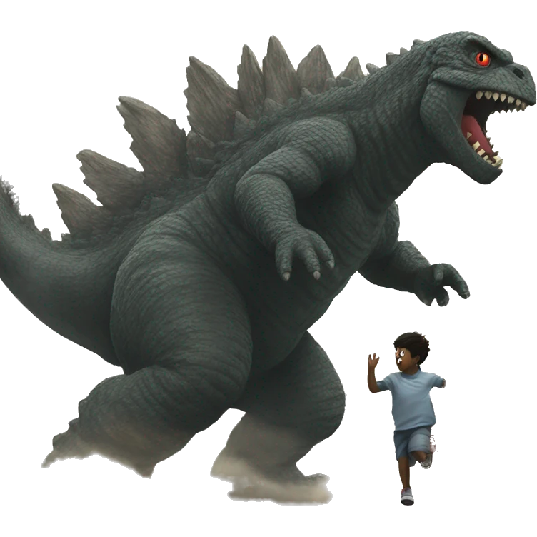Godzilla chasing a kid emoji