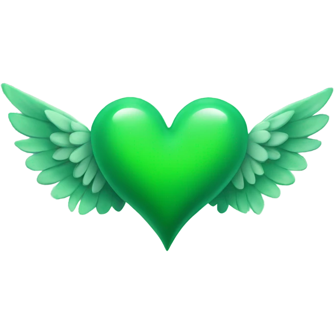 Green heart with wings emoji