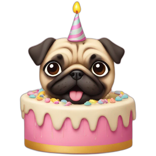 pug birthday cake emoji