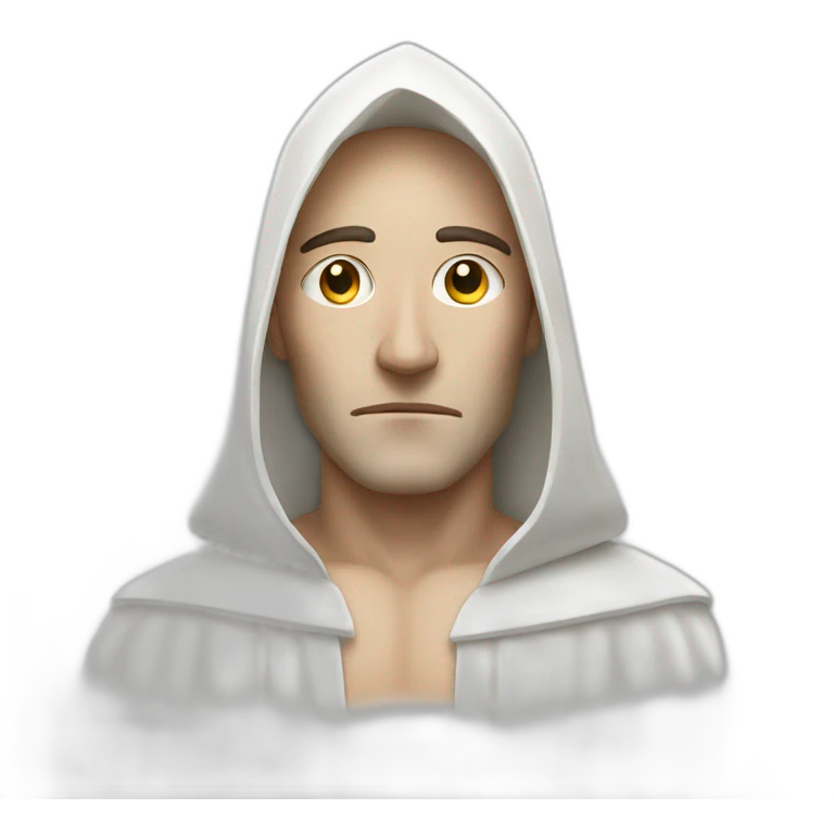 a man in a white robe and a white triangular pointed mask emoji