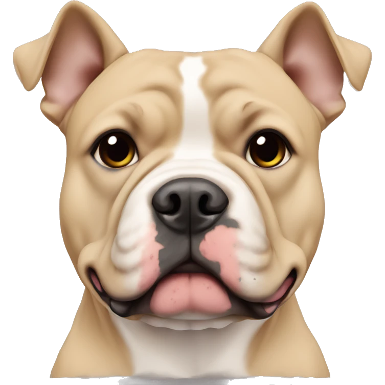 beige american bully with cropped ears, white chest and beige eyes emoji