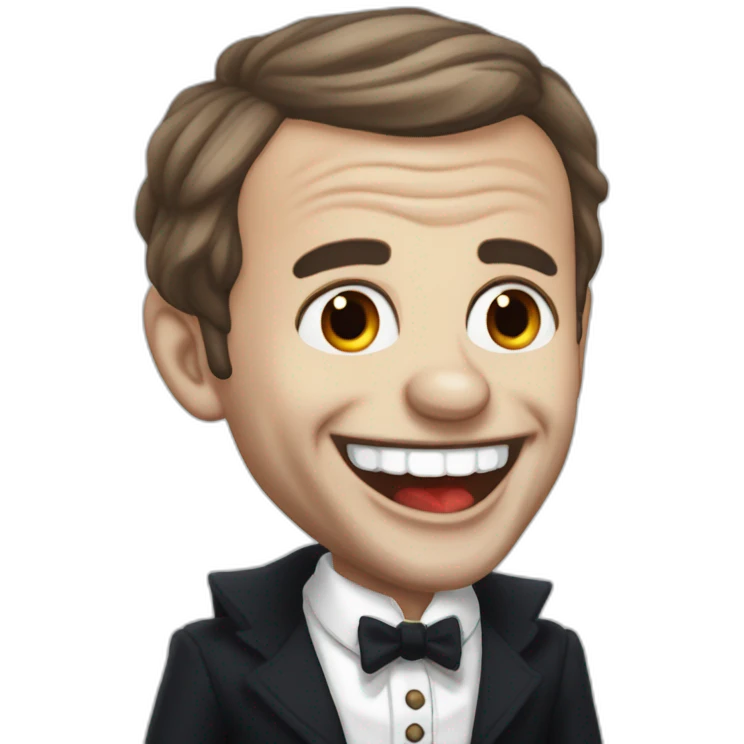 vampire Macron cynical laughing emoji