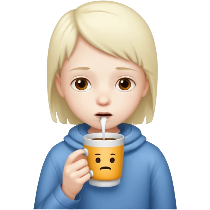sick child drinking hot drink emoji