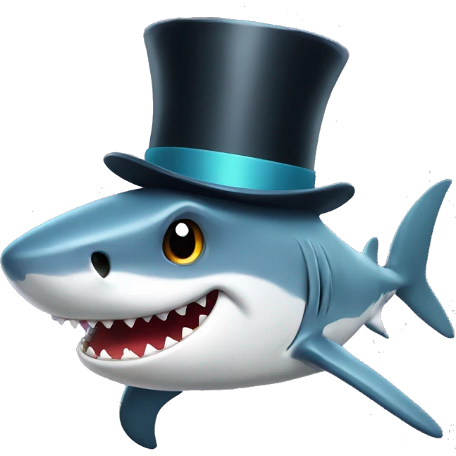 Shark with a top hat emoji