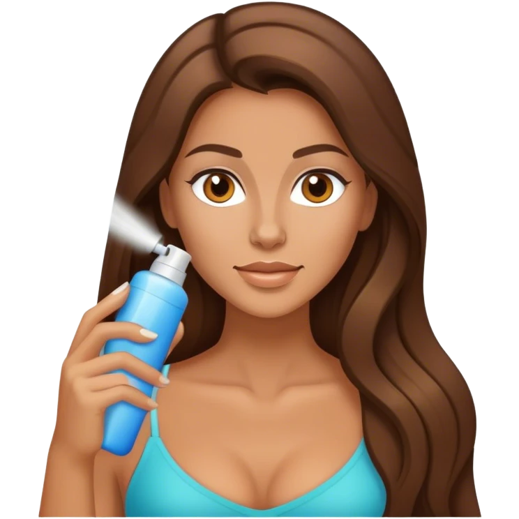 A woman with long brown hair with a spray tan emoji