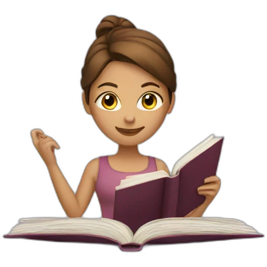 brown-medium-hair-woman-reading-a-book emoji