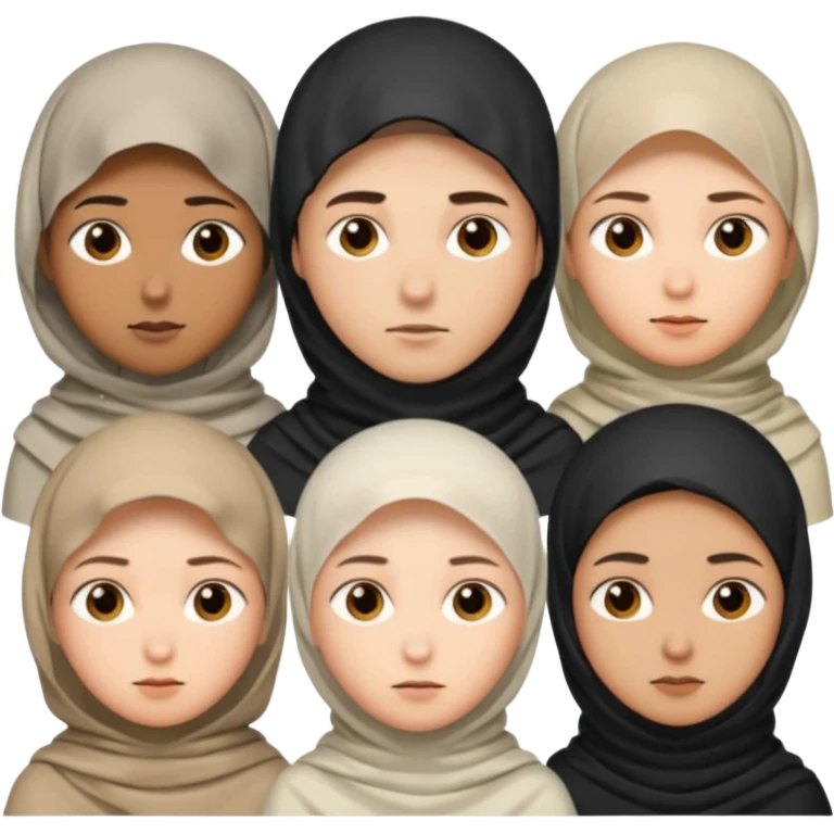 1 man not veiled with short hair and 4 veiled women emoji