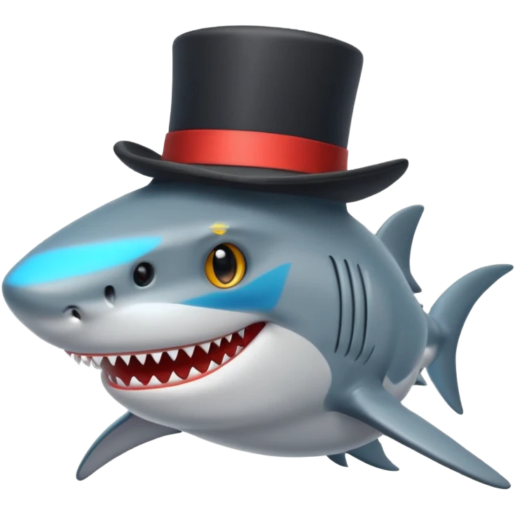 Shark with a top hat emoji