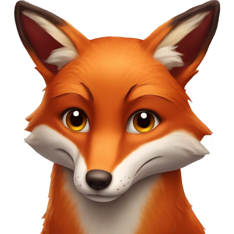 deep lush red fox face with tiny red heart instead of eyes emoji