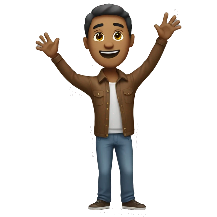 man with a big smile with hands up emoji