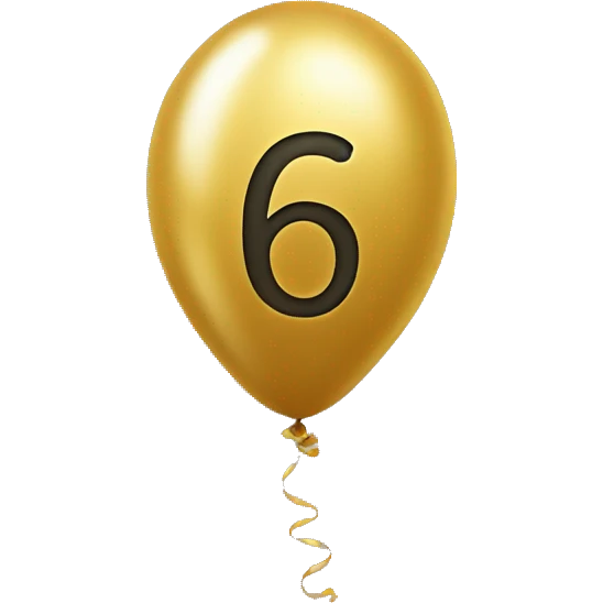 Golden balloon number 6 emoji
