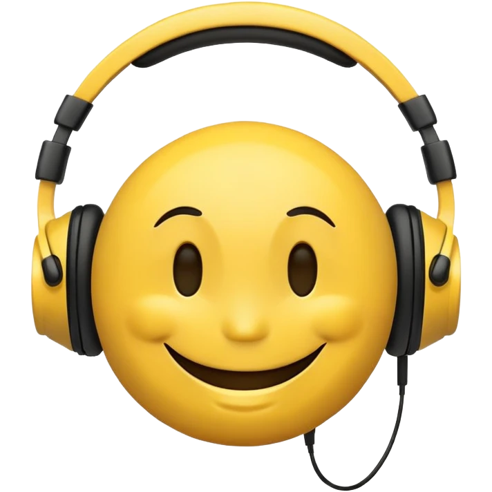 Smiley face with black headphones on emoji