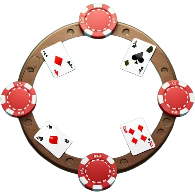 A photorealistic icon with playing cards and poker chips on a green felt table. Detailed design with realistic lighting and textures, focusing on the classic atmosphere of card games. Transparent background, symbolizing card games and strategy. emoji