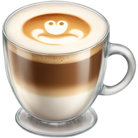 cappuccino coffee in a glass cup. emoji