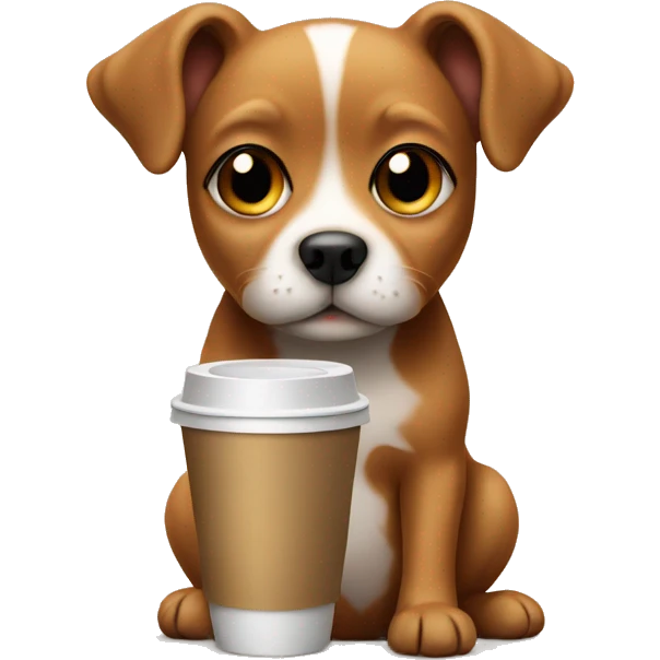 Small dog with coffee emoji
