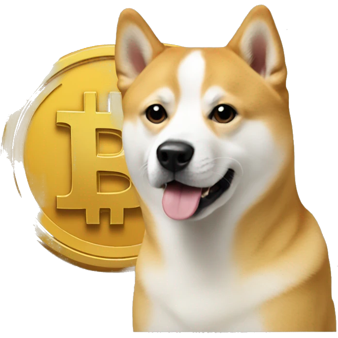 Doge holding a bitcoin emoji
