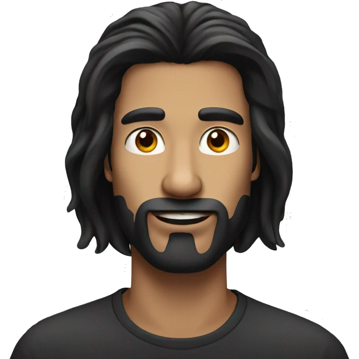 Man with long black hair and a nose ring playing on iPhone emoji