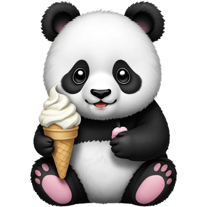 Panda eating ice cream emoji
