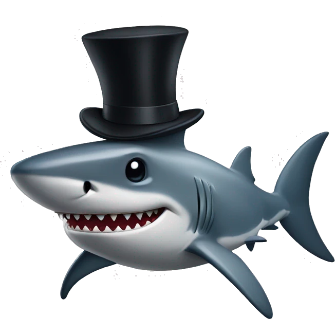 Shark with a top hat emoji