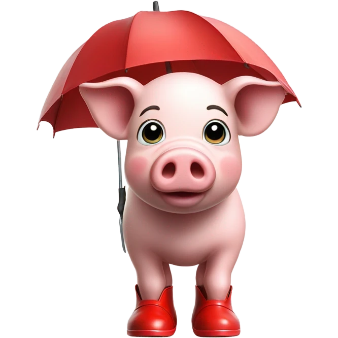 A pig in red rain boots wearing a kippah emoji