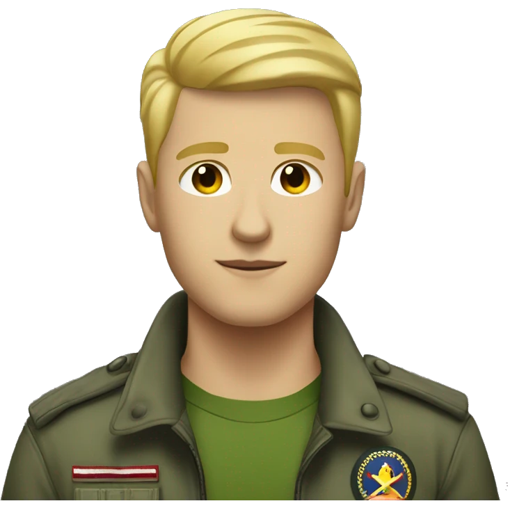 Blonde short haired man with a 5 oclock shadow wearing a green military style jacket with a dark grey shirt underneath emoji