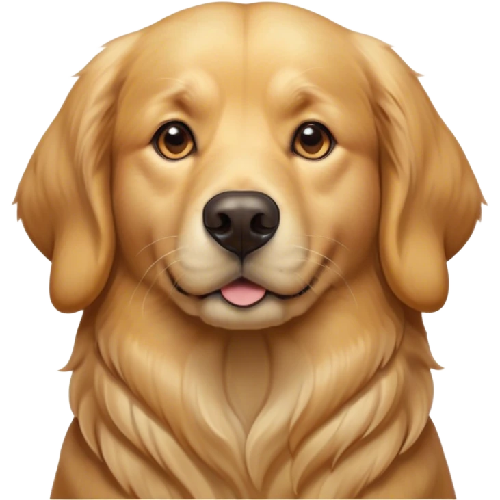 Cinematic Noble Golden Retriever Portrait Emoji, Poised and regal, with a strong, athletic build and a lustrous, well-groomed golden coat, deep-set soulful brown eyes, Simplified yet sharp and sophisticated features, highly detailed, glowing with a soft, dignified glow, high shine, intelligent and friendly, stylized with an air of warmth, focused and attentive, soft glowing outline, capturing the essence of a watchful and confident companion, so majestic it feels as though it could bound out of the screen with effortless authority! emoji