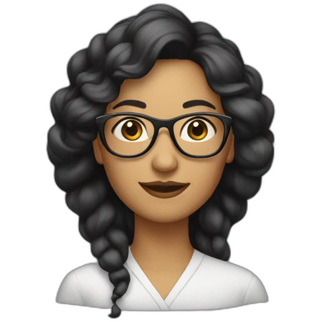Femme cheveux noir et lunette emoji