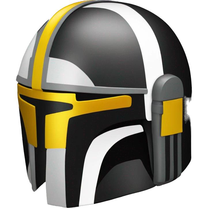 black and yellow mandalorian helmet with antenna emoji