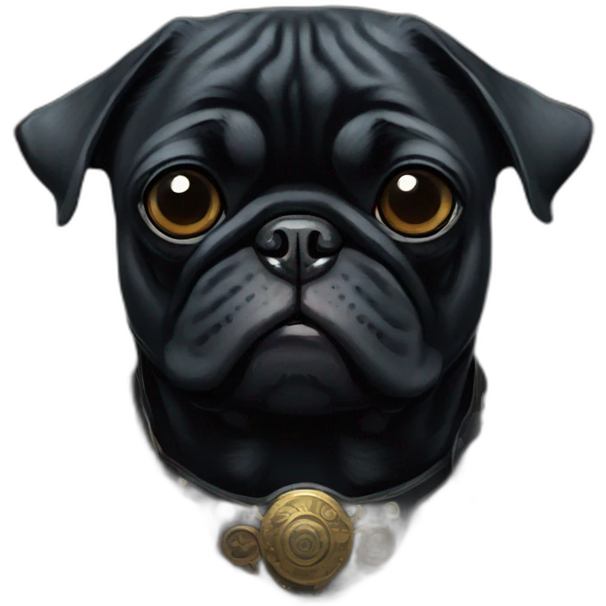 A cyberpunk black pug in Art Nouveau style during 1910 emoji