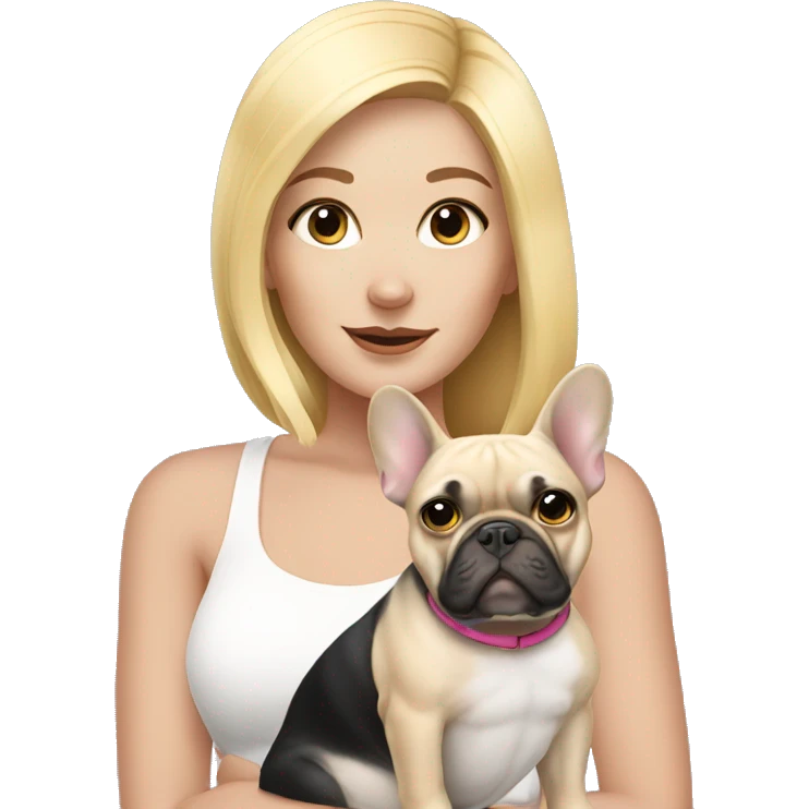 Blonde girl with french bulldog  emoji