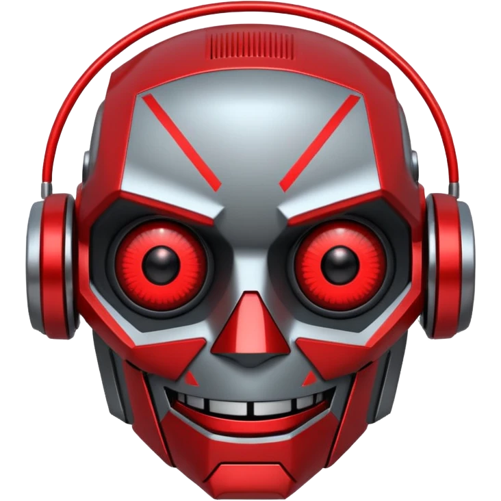 evil robot. Only its head. Very low details, just lines and colors, no need to draw detailed. Make it smile emoji