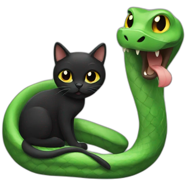 Snake with a black cat emoji
