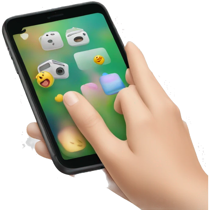 iphone on a hand emoji