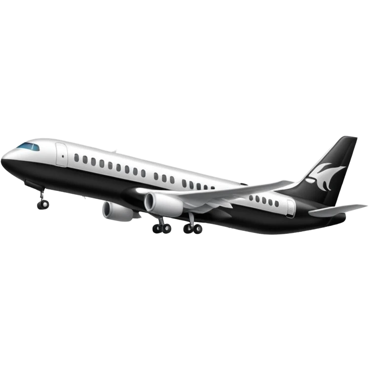 A commercial airplane side on (2d) that is black and white emoji