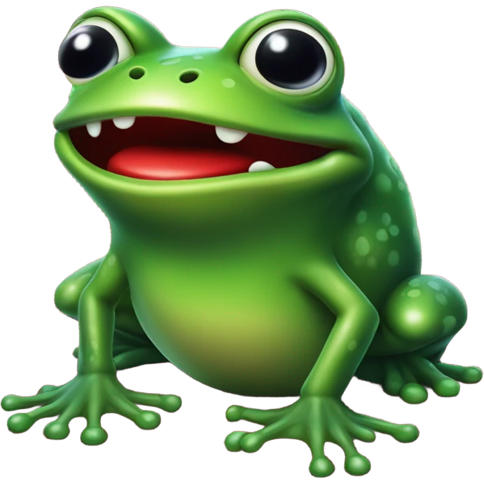 Silly frog with a mysterious red button outside the White House emoji