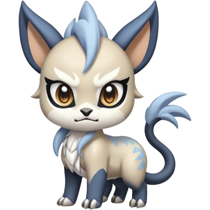 Animalistic kawaii chibi feral angry mongral Meloetta-Absol-Zekrom-Gatomon-Pteromon-hybrid emoji