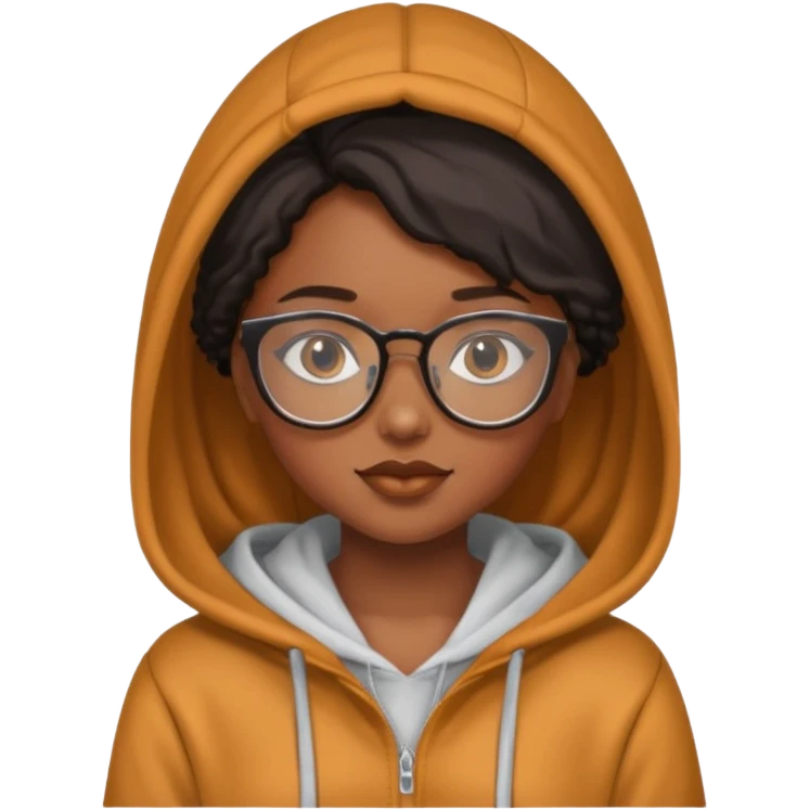 black girl with caramel skin and glasses with a silk press and a hoodie emoji