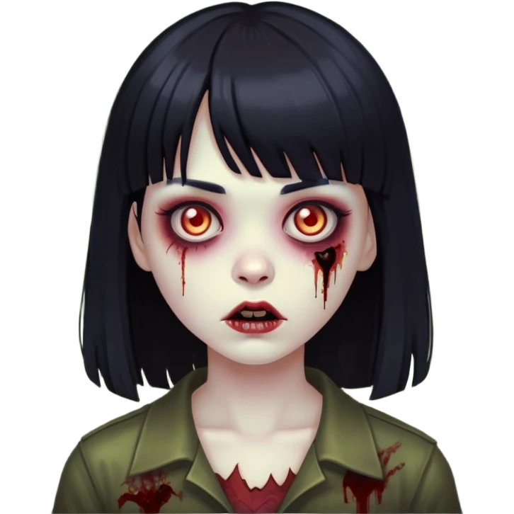 girl zombie with black hair and bangs emoji