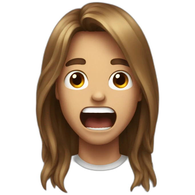 screaming boy with long hair brown same image  emoji