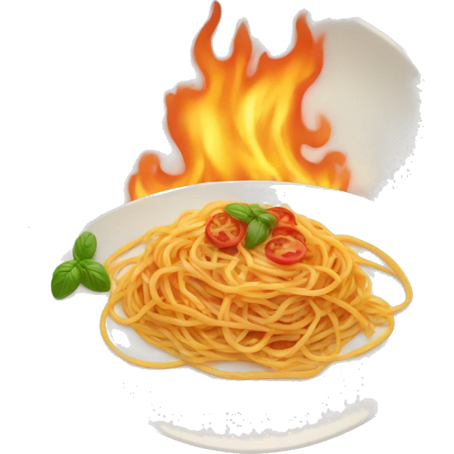 A plate of spaghetti on fire emoji