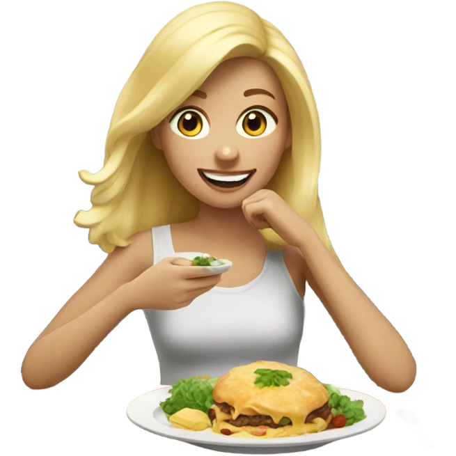 Blonde girl eating  emoji