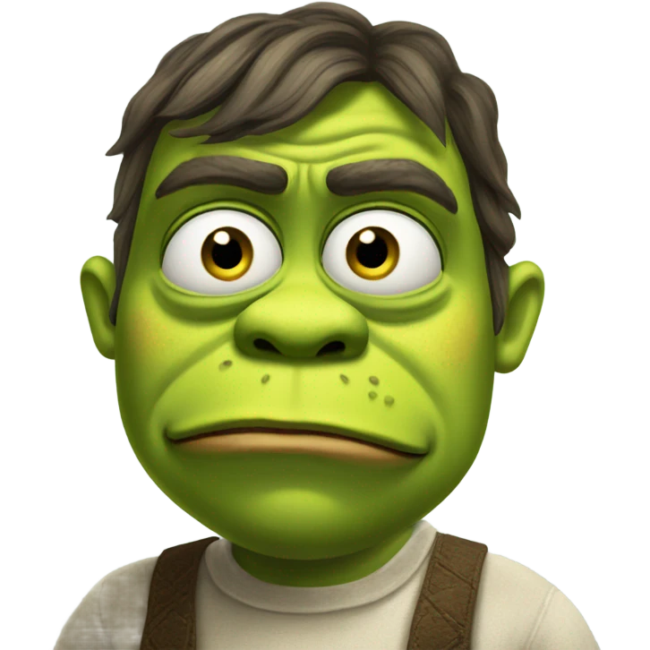 shrek with moustache pepe looking sad emoji