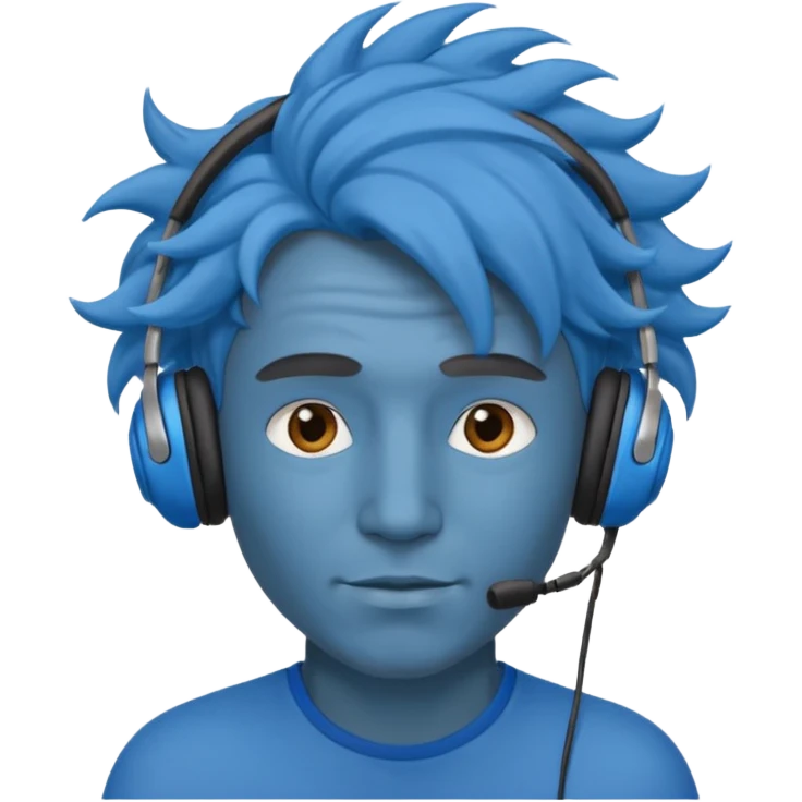 blue wind haired man with headphone emoji
