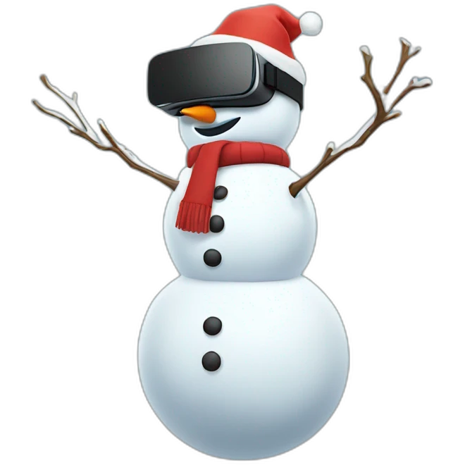 full body christmas snowman in vr headset emoji