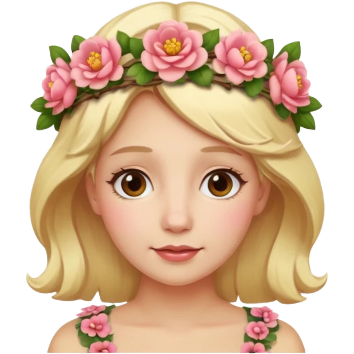 woman blonde old with flower crown emoji