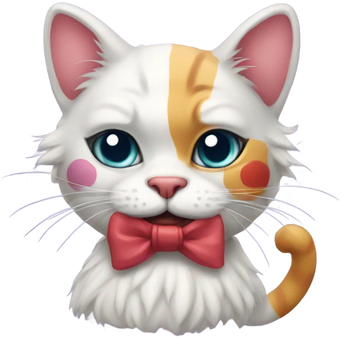 clown cat with a bow emoji