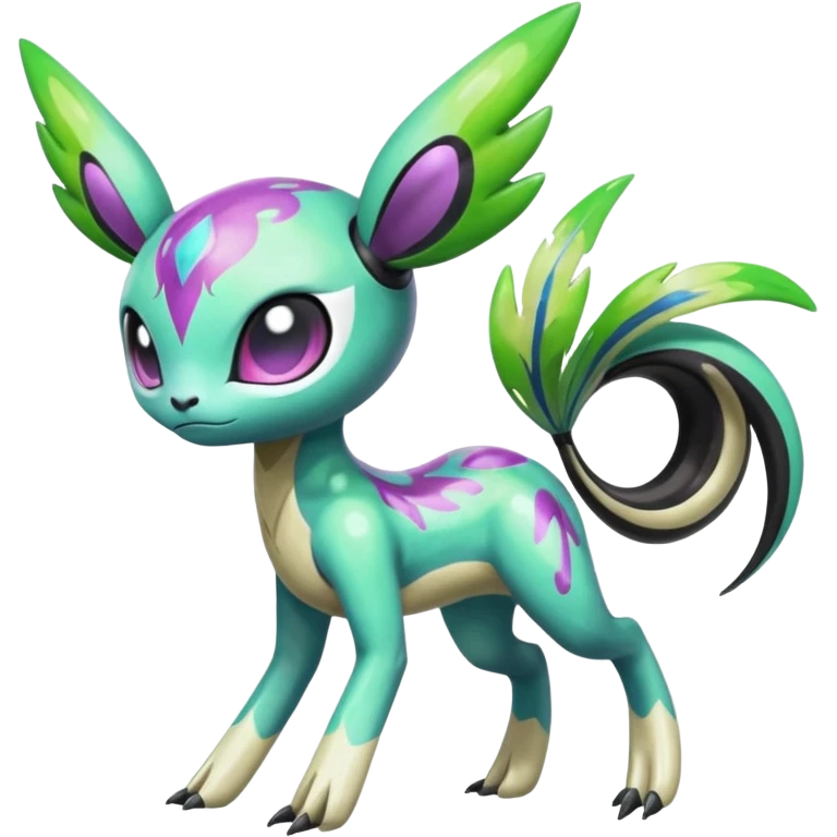 Colorful Shiny Edgy Cool Badass Painted Splashed Exotic Meloetta-Palkia-Virizion-Venom-Stitch-Fakémon-creature-hybrid emoji