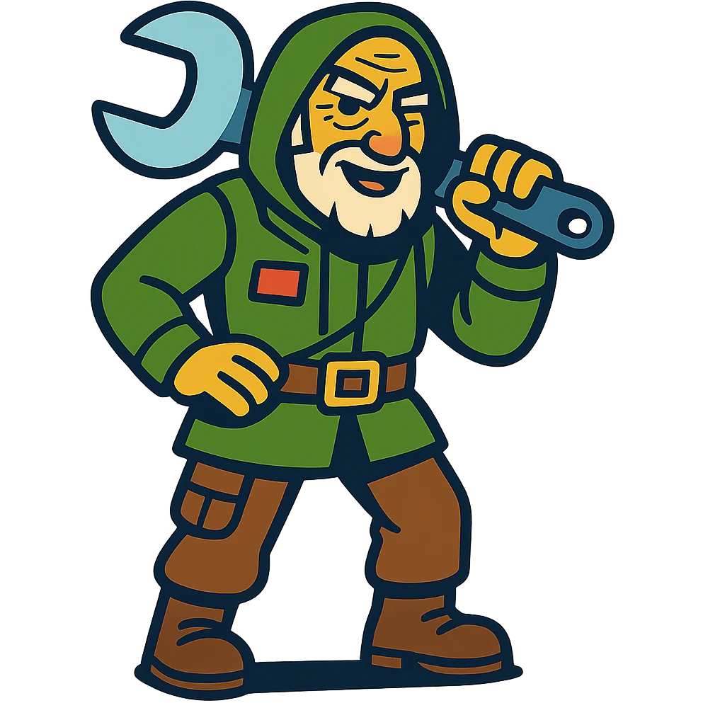an old charismatic stalker with a big crescent wrench emoji