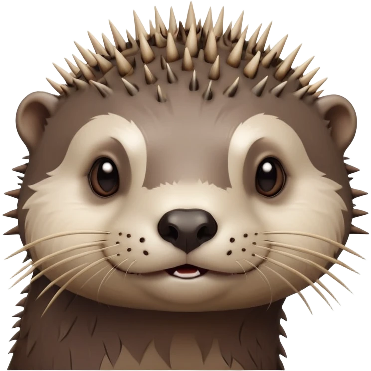 really cute confused otter face with wooden thorny bramble stem wrapped around its forehead, spiky asymmetric thorns, no leaves, only face and neck visible emoji